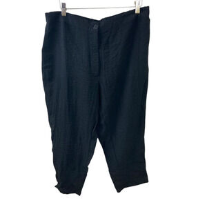 Habitat Black Cropped Pants Size Large Pull on lagenlook Artsy Textured
